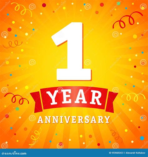 1 Year Anniversary Logo, 1st Anniversary Icon Label, One Year Birthday Symbol Vector ...