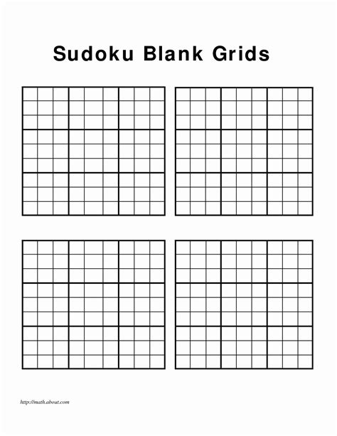 Printable Blank Sudoku 4 Per Page