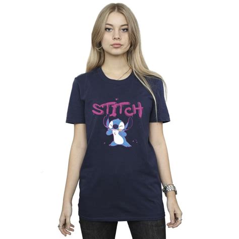 Disney Womens Lilo And Stitch Graffiti Cotton Boyfriend T Shirt