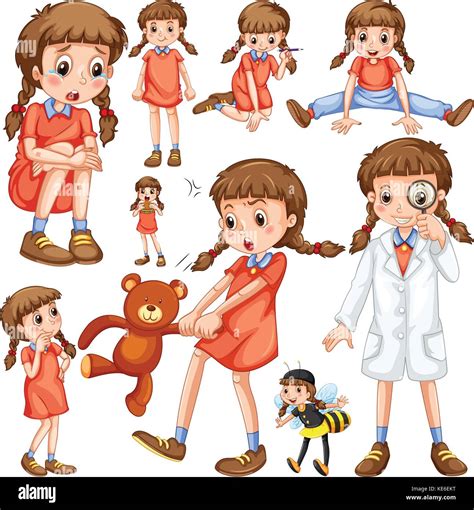 Girl In Different Positions Illustration Stock Vector Image And Art Alamy