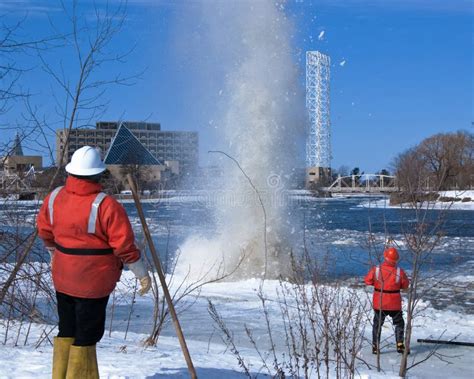 Dynamiting Ice On The Rideau River In Ottawa Editorial Photo Image Of