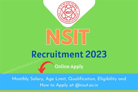 NSIT Faculty Recruitment 2023 Online Apply, Monthly Salary, Age Limit ...