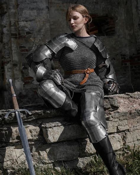 Medieval woman lady armor with armor female knight warrior girl set chain mail 18 gauge st eel ...