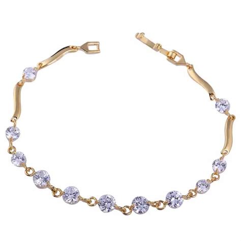 Fashion Round Crystal Cubic Zircon Bracelet Deored Gold Color Women