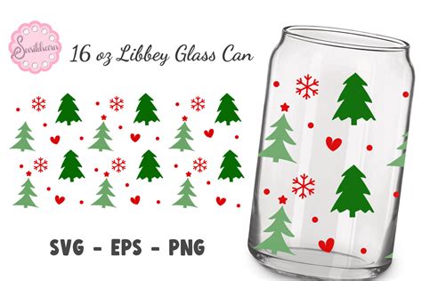 Christmas Tree 16 Oz Libbey Glass Can Graphic By Sasikharn · Creative