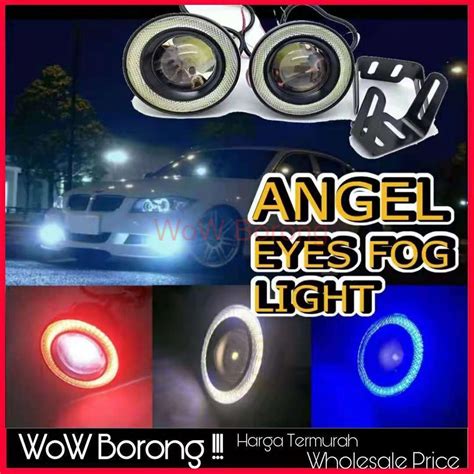 Pcs Lm Car Cob Led Angel Eyes Fog Light With Ring Lens Projector