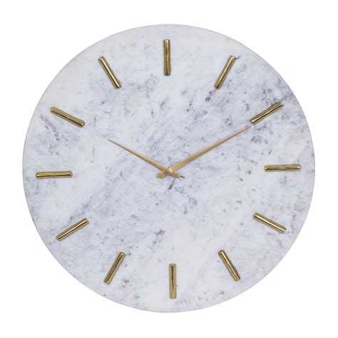 CosmoLiving By Cosmopolitan 20 White Marble Wall Clock With Gold