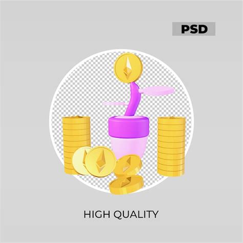 3d Icono Ethereum Invertir Archivo PSD Premium