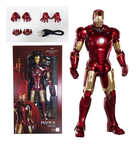 Boneco Homem De Ferro Led Iron Man Mark Zd Toys Mark 3