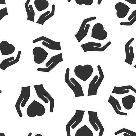 Heart Care Icon Seamless Pattern Background Charity Vector