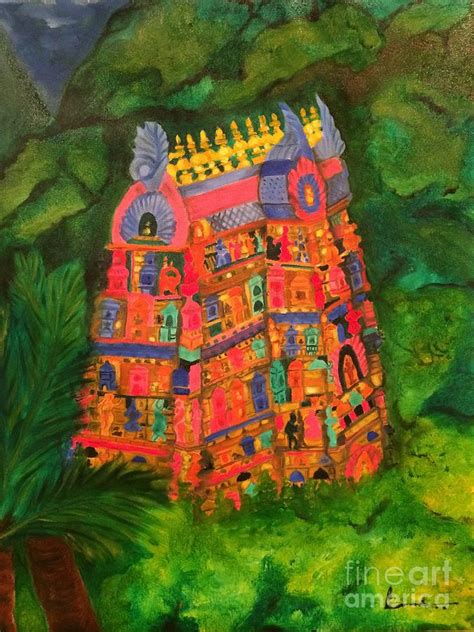 Colorful Temple Gopuram Painting by Brindha Naveen | Pixels