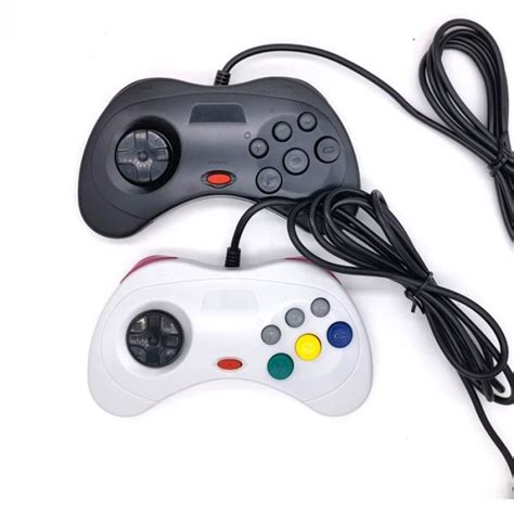 Noir Manette de jeu filaire USB pour Sega Saturn contrôleur de jeu