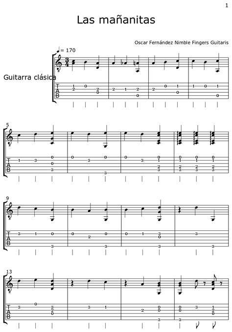 Las Ma Anitas Sheet Music For Classical Guitar