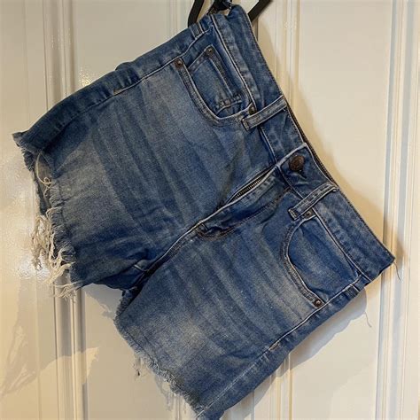 American Eagle denim shorts. UK size 12 well loved... - Depop