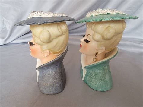 Rare Pair Vintage Lady Head Vases Napco Etsy 日本