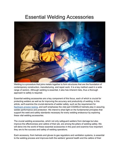 Ppt Essential Welding Accessories Powerpoint Presentation Free Download Id 12547647