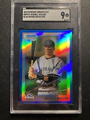 2010 Bowman Chrome Russell Wilson RC Blue Refractor 199 SGC 9 EBay