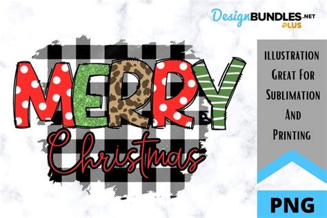 Buffalo Plaid Merry Christmas Sublimation Png