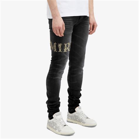 Amiri Baroque Varsity Logo Jeans Faded Black End Us