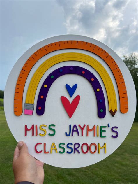 Personalized Rainbow Teacher Door Hanger Sign Door Hanger Sign T