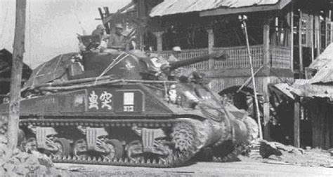 Chinese 1st Ptg M4a4 Sherman Numbered 313 Passing Through The Town Of