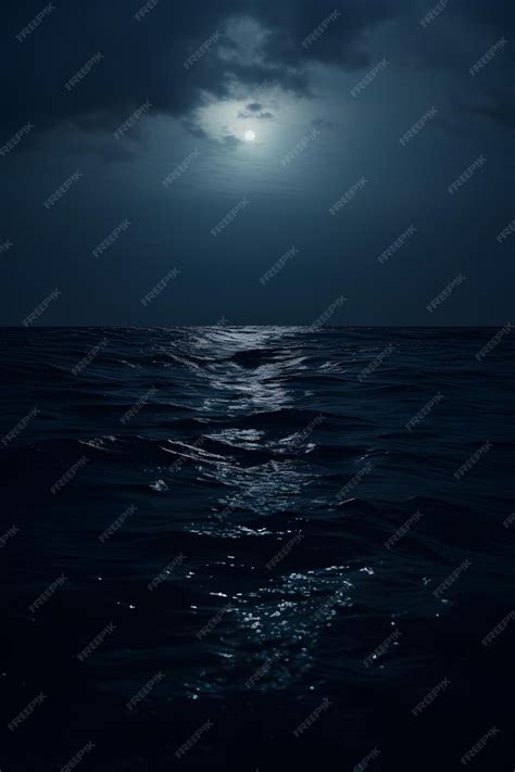 Premium Photo | Moonlit Ocean Waves