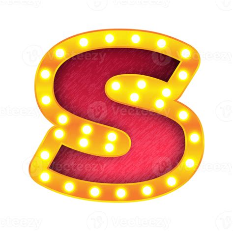 S Retro Cinema Light Bulb Sign Alphabet 13090391 PNG