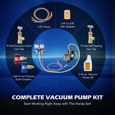 Omt Combo Cfm Hp Air Hvac Vacuum Pump Kit A C Manifold Gauge