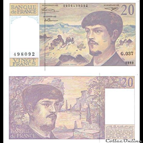 20 Francs Type 1980 Debussy Billets Europe Banque De France XXe