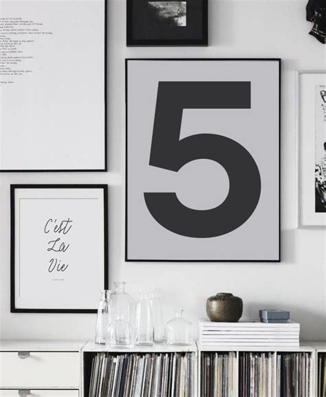 Number 5 Modern Typography Art Print Instant Download. - Etsy