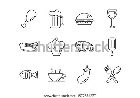 Bundle Nutritive Food Set Icons Vector Stock Vector Royalty Free