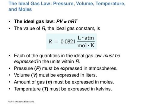 The Ideal Gas Law Volume Temperature And Molars Is Shown In This Slide