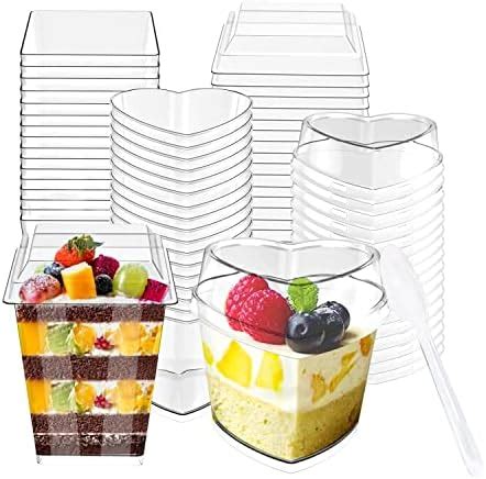 Putfest Pack Oz Clear Plastic Dessert Cups With Lids Spoons