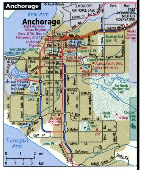 Anchorage city road map for truck drivers area town toll free highways ...