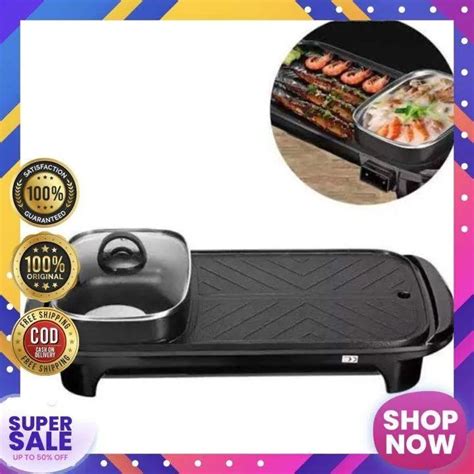 Original Samgyupsal Electric Hot Pot Grill Electric Barbecue Grill Indoor 2 In 1 Large Capacity