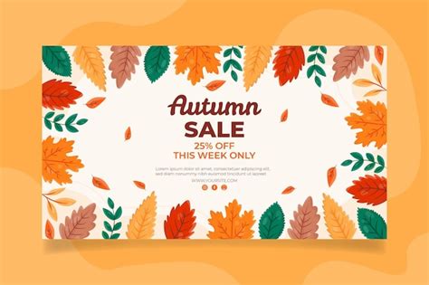 Premium Vector Hand Drawn Flat Horizontal Autumn Banner