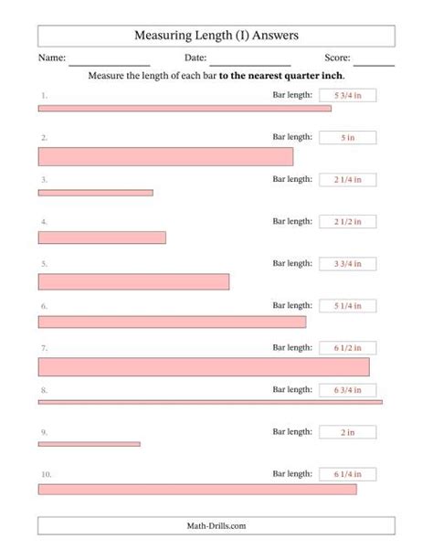 Measuring Length Of Bars To The Nearest Quarter Inch I