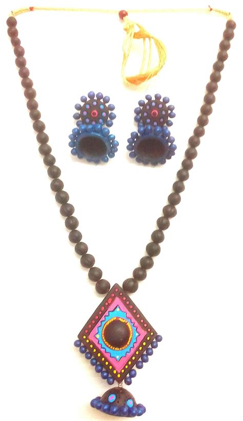 Megnificient Designer Terracotta Necklace Painted In Earthy Hues