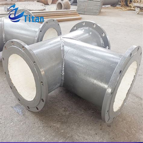 Alumina Al2O3 Ceramic Tiles Lined Elbow Bend Pipe As Slag Discharge