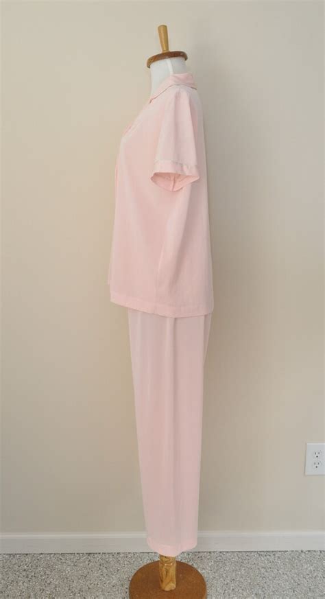 60s Pink Pajama Set Vintage 1950s 1960s Nylon Shirt Gem