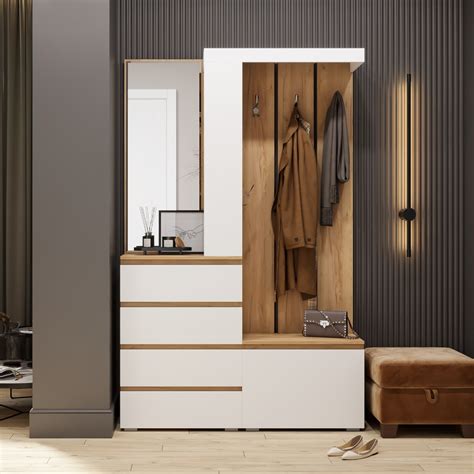 Прихожая Крона, 1260х350х1980, Дуб крафт золотой/Белый (9262567 ...