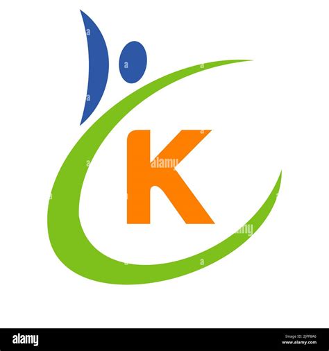 Human Health Logo On Letter K Letter K Health Care Logo Bio Sign