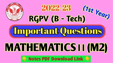 Rgpv M2 Important Questions Rgpv Mathematics 2 Important Questions B