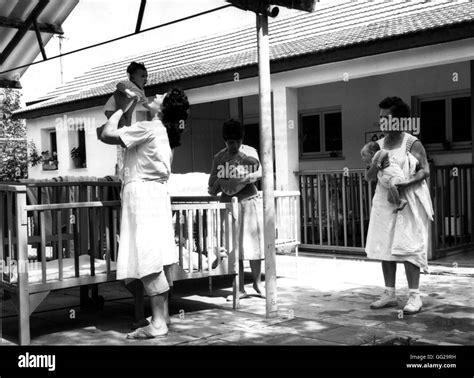 Daily life in the Kibbutz in Ifat: the nursery 1963 Israel Stock Photo ...