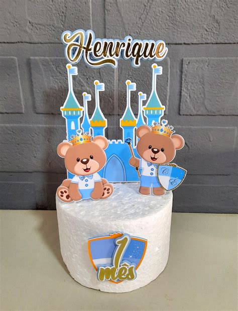 Topo De Bolo Urso Principe No Elo Finos Personalizados