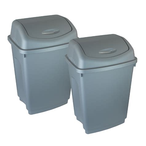 Buy X Simpa L Litre Silver Swing Bin Heavy Duty Plastic