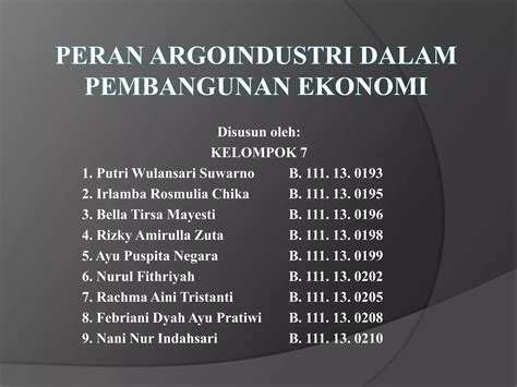 Ppt Peran Argoindustri Dalam Pembangunan Ekonomi Ppt