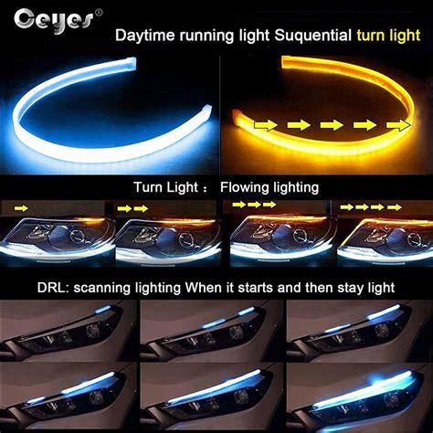 Ceyes Car LED Drl Daytime Running Light Flow Turn Signal Guide Two