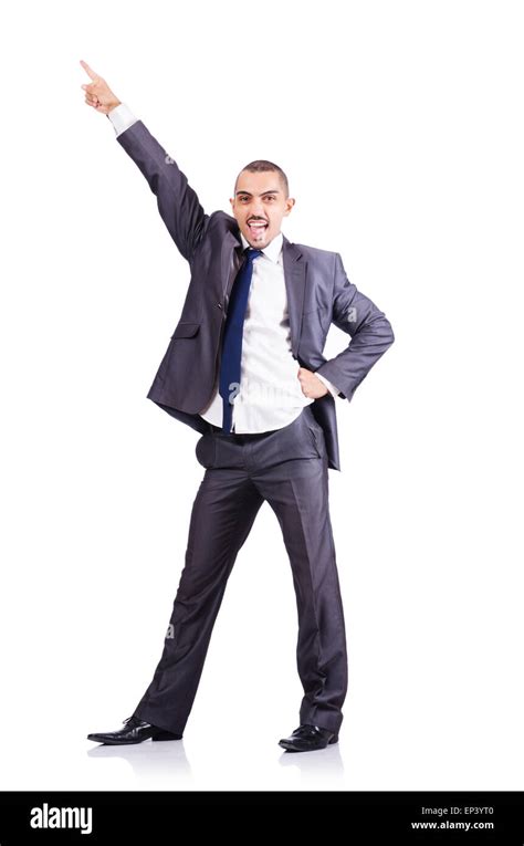 Dancing Businessman Isolated On White Stock Photo Alamy