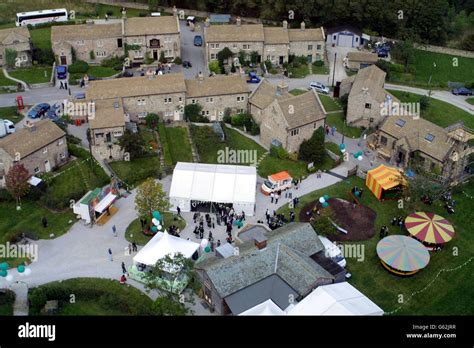 An aerial picture of the Emmerdale Village set near Leeds on the press ...